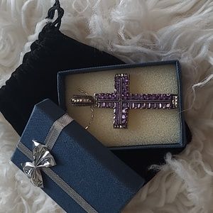 Gorgeous Genuine Silver Amythest Cross Necklace